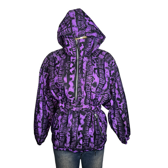 Obermeyer Pullover Jacket Womens Small Purple Black New Arc Ski Hooded Mittens - Picture 1 of 15